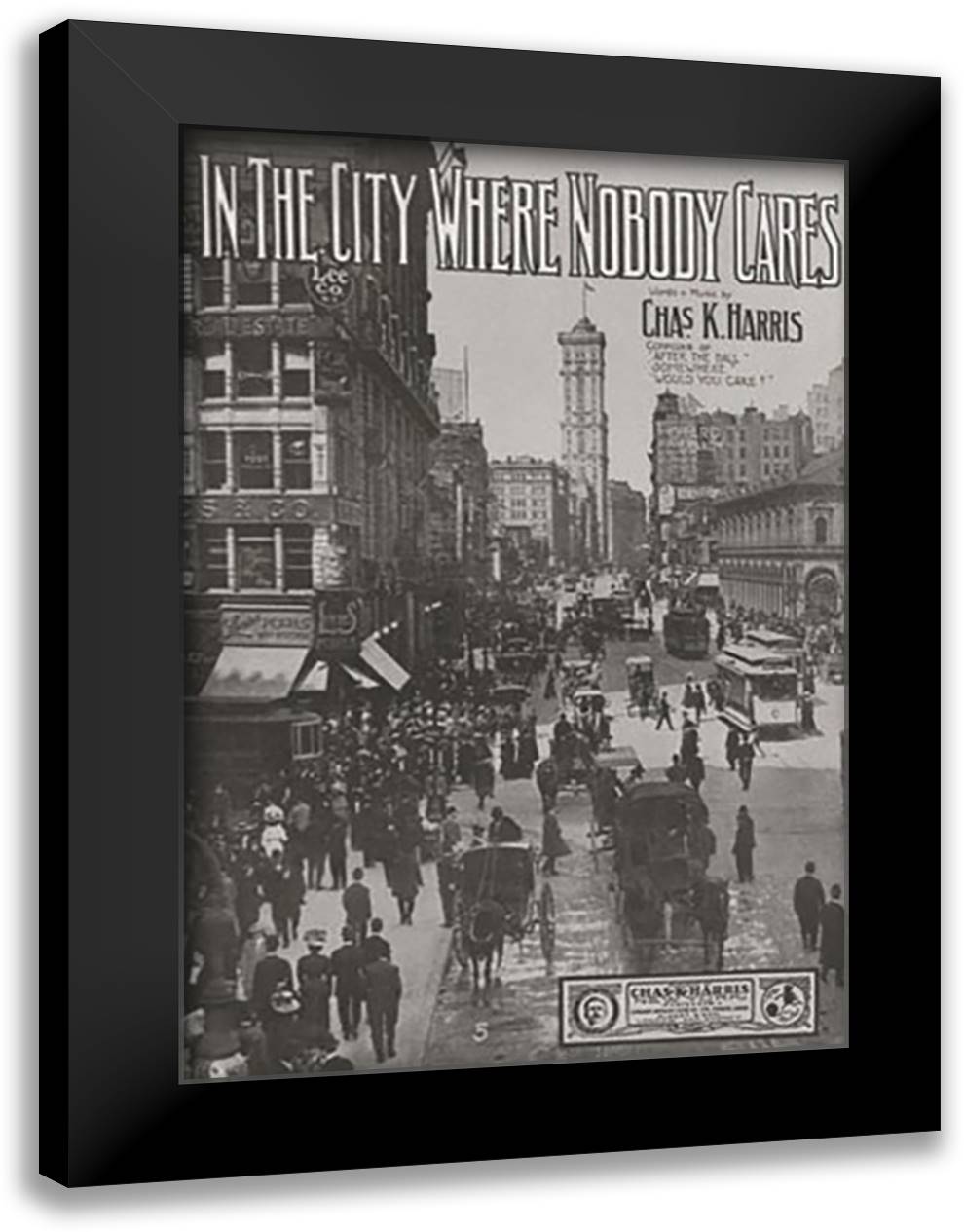 In the City Where Nobody Cares 16x22 Black Modern Wood Framed Art Print Poster