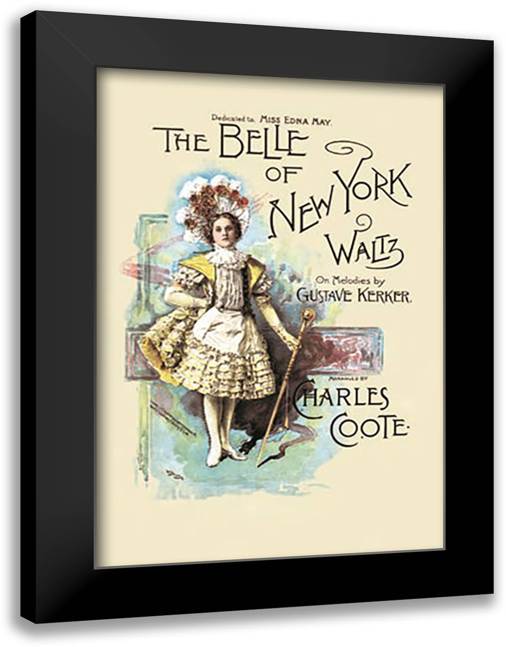 The Belle of New York 16x22 Black Modern Wood Framed Art Print Poster by W&D Downey