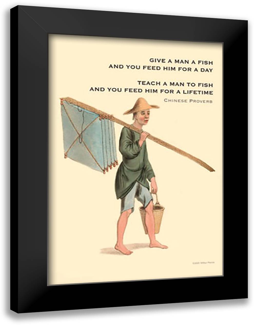 Give a man a fish 16x22 Black Modern Wood Framed Art Print Poster by Pierce, Wilbur