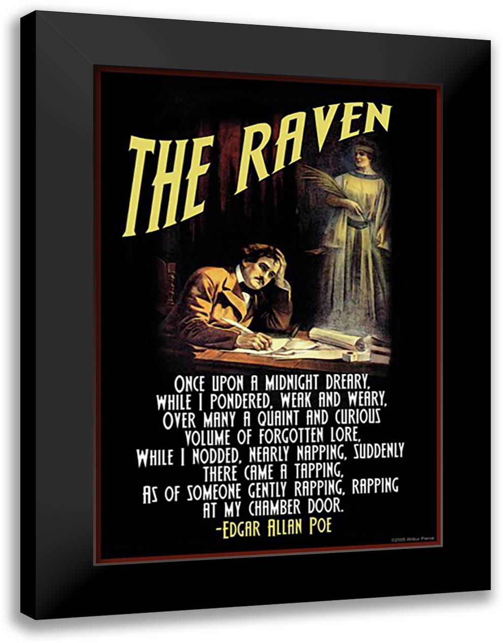 The Raven 16x22 Black Modern Wood Framed Art Print Poster by Pierce, Wilbur