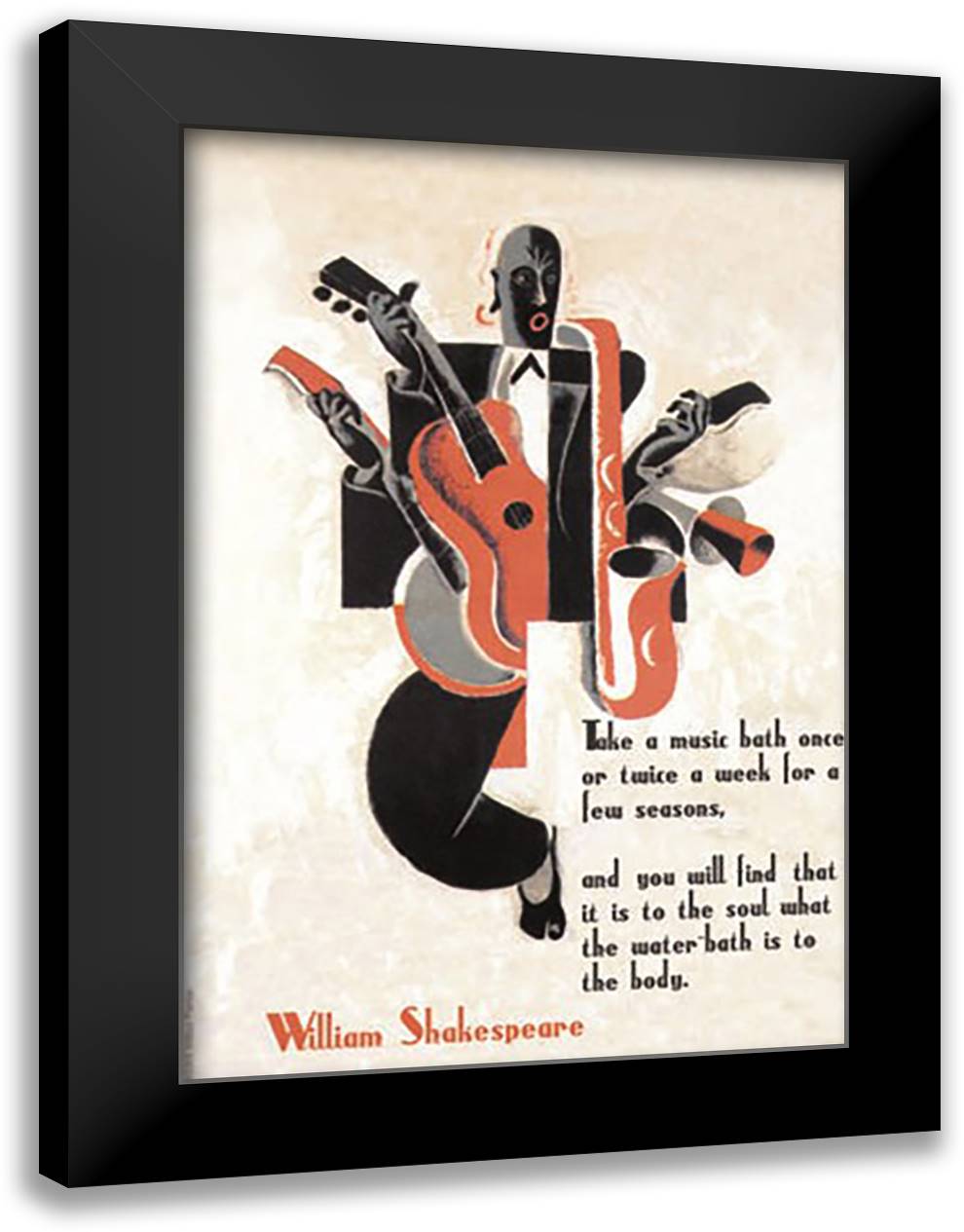 Take a Music Bath 16x22 Black Modern Wood Framed Art Print Poster by Pierce, Wilbur