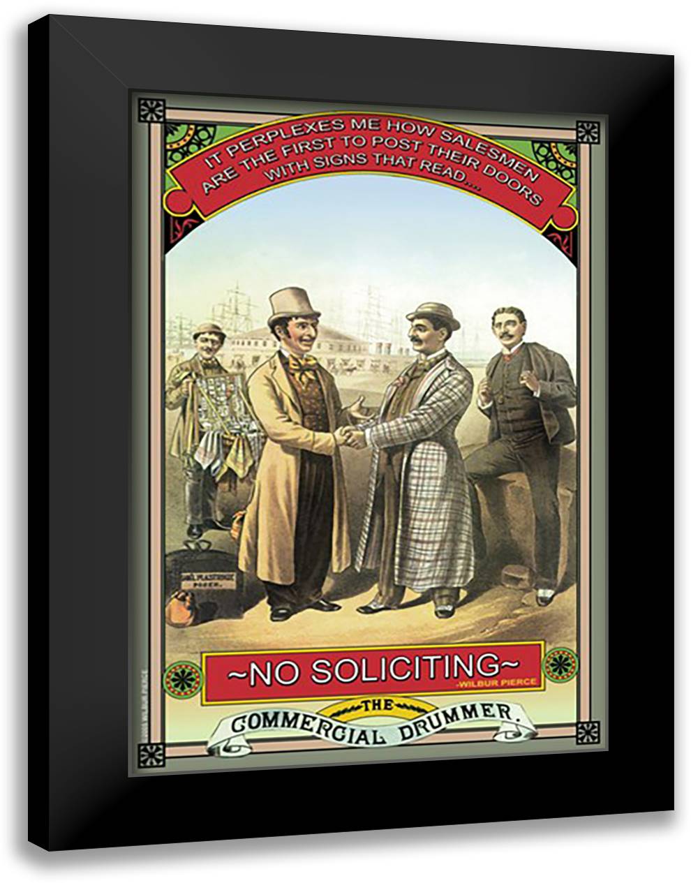 No Soliciting 16x22 Black Modern Wood Framed Art Print Poster by Pierce, Wilbur