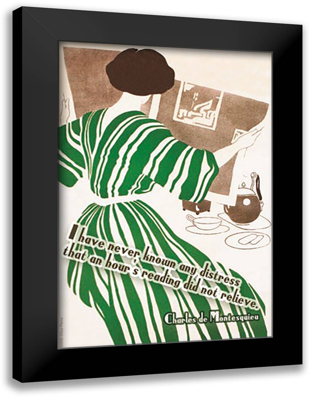 Stress Relief from Reading 16x22 Black Modern Wood Framed Art Print Poster by Pierce, Wilbur
