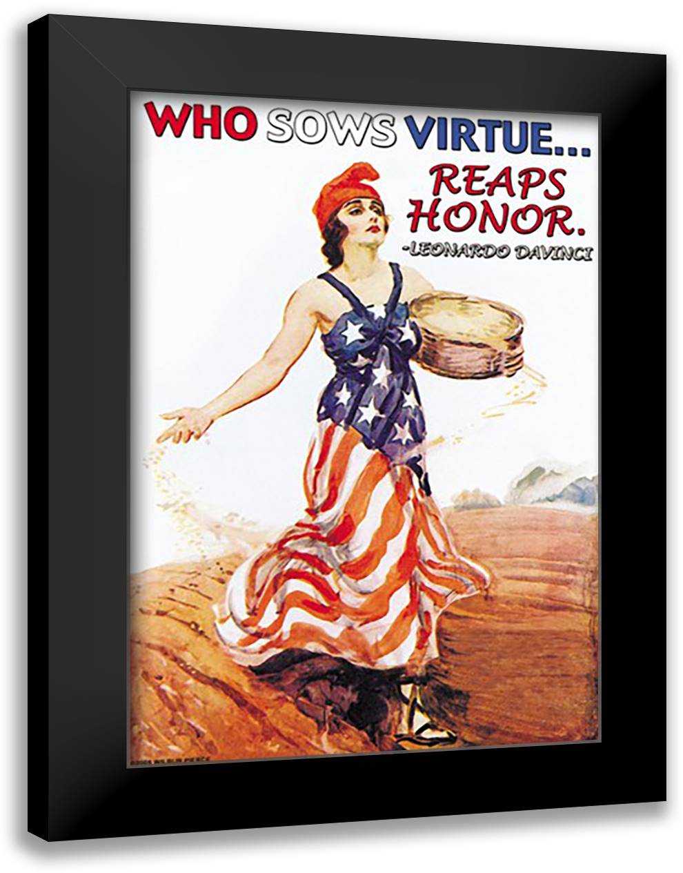 Sowing Virture reaps honor 16x22 Black Modern Wood Framed Art Print Poster by Pierce, Wilbur