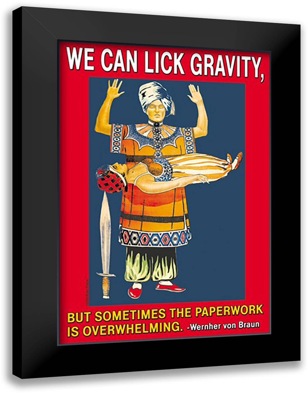 We can Lick Gravity but not the Paper work 16x22 Black Modern Wood Framed Art Print Poster by Pierce, Wilbur
