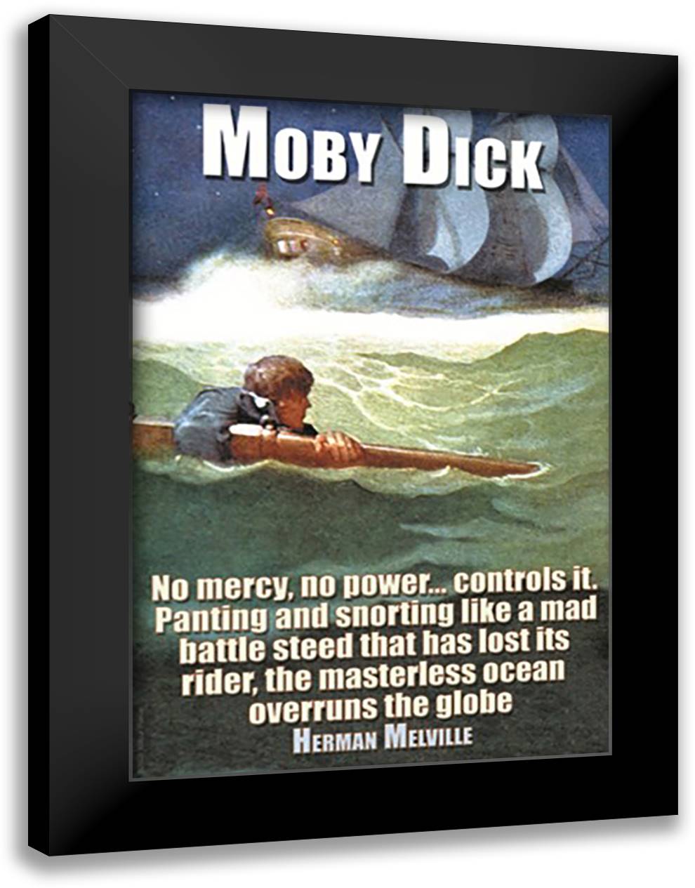 Moby Dick 16x22 Black Modern Wood Framed Art Print Poster by Pierce, Wilbur