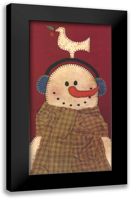 Peace Snowman 12x20 Black Modern Wood Framed Art Print Poster by Anderson, Ray and Dawn