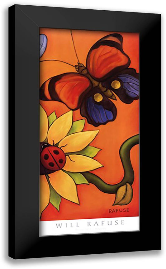 Butterfly and Ladybug 16x30 Black Modern Wood Framed Art Print Poster by Rafuse, Will