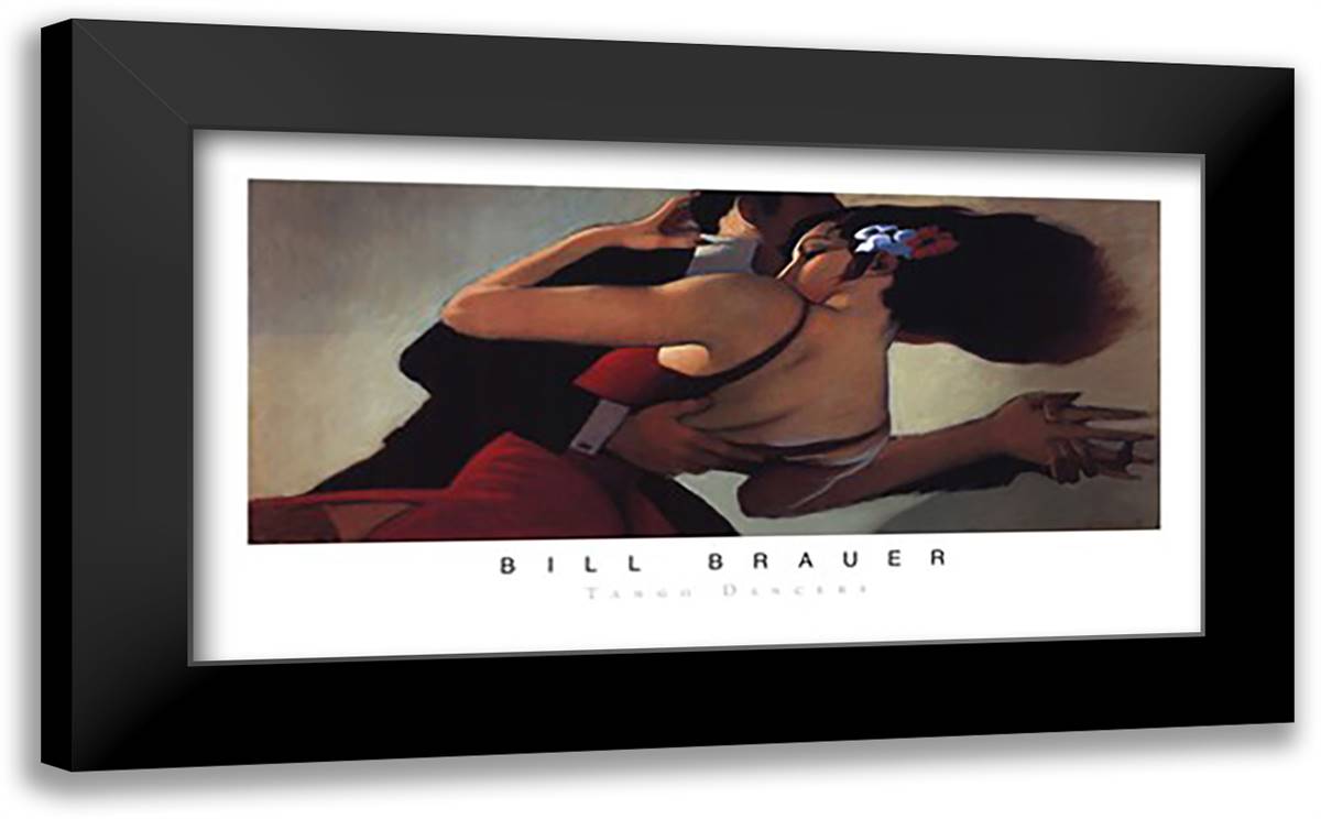 Tango Dancers 40x20 Black Modern Wood Framed Art Print Poster by Brauer, Bill