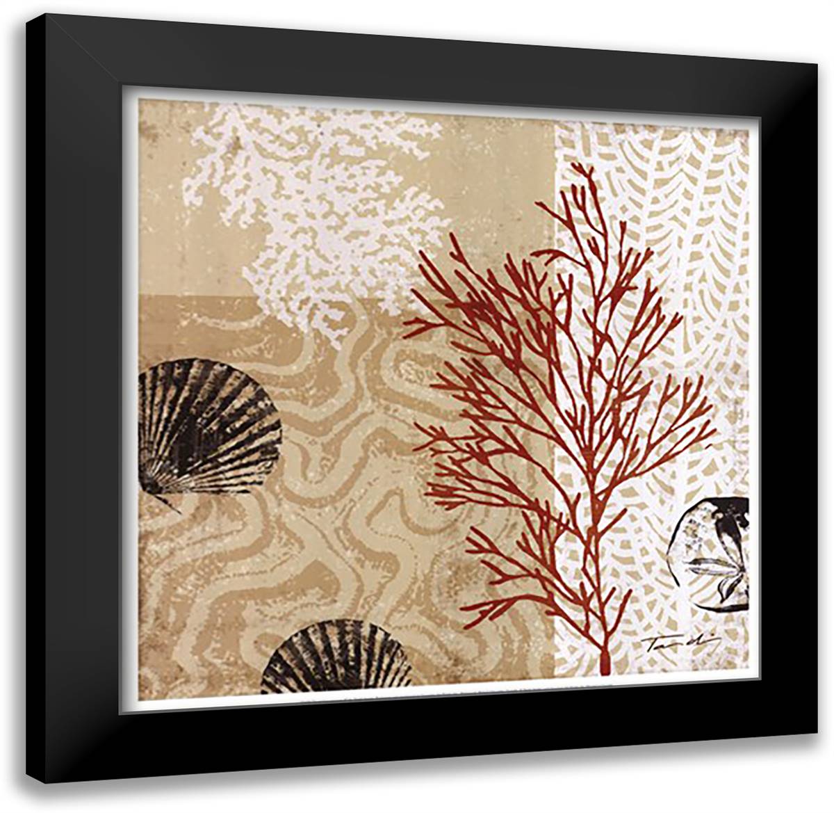 Coral Impressions II 20x20 Black Modern Wood Framed Art Print Poster by Venter, Tandi