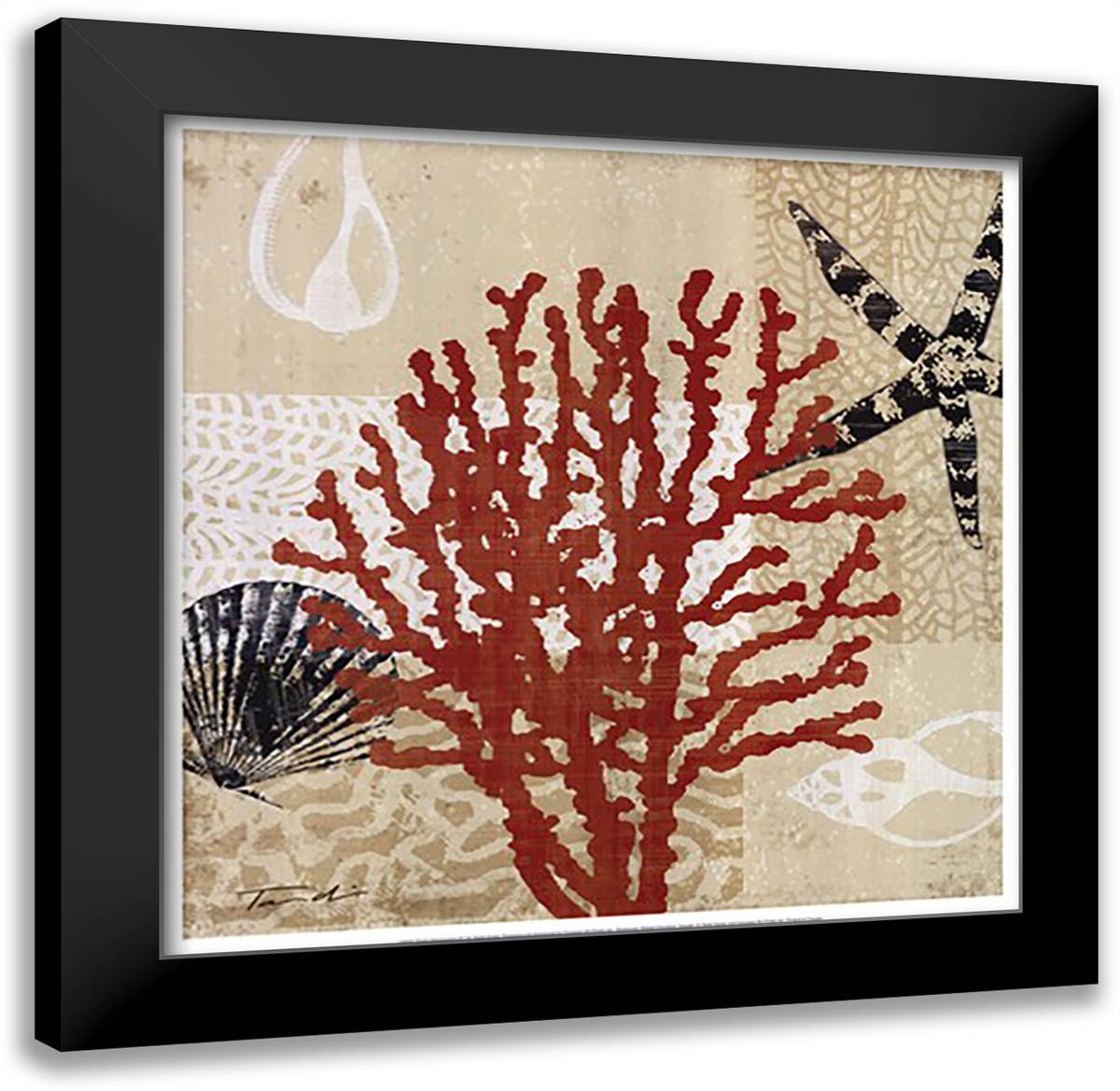 Coral Impressions III 20x20 Black Modern Wood Framed Art Print Poster by Venter, Tandi