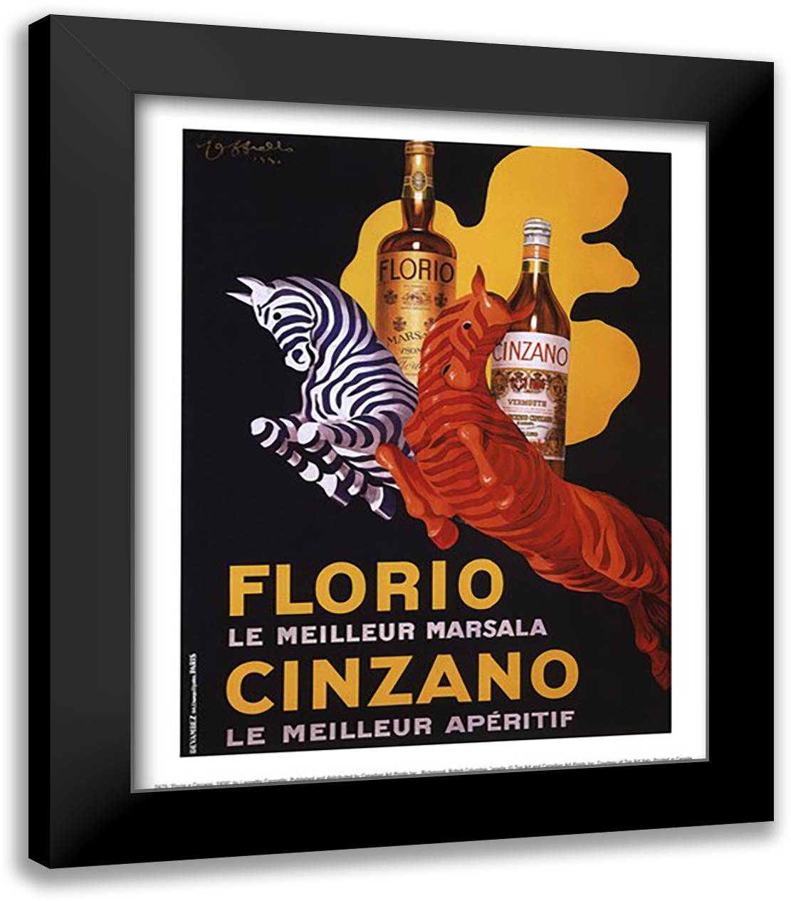 Florio e Cinzano, 1930 14x16 Black Modern Wood Framed Art Print Poster by Cappiello, Leonetto