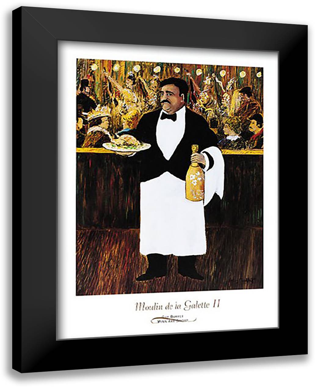 Moulin de la Galette II 24x31 Black Modern Wood Framed Art Print Poster by Buffet, Guy