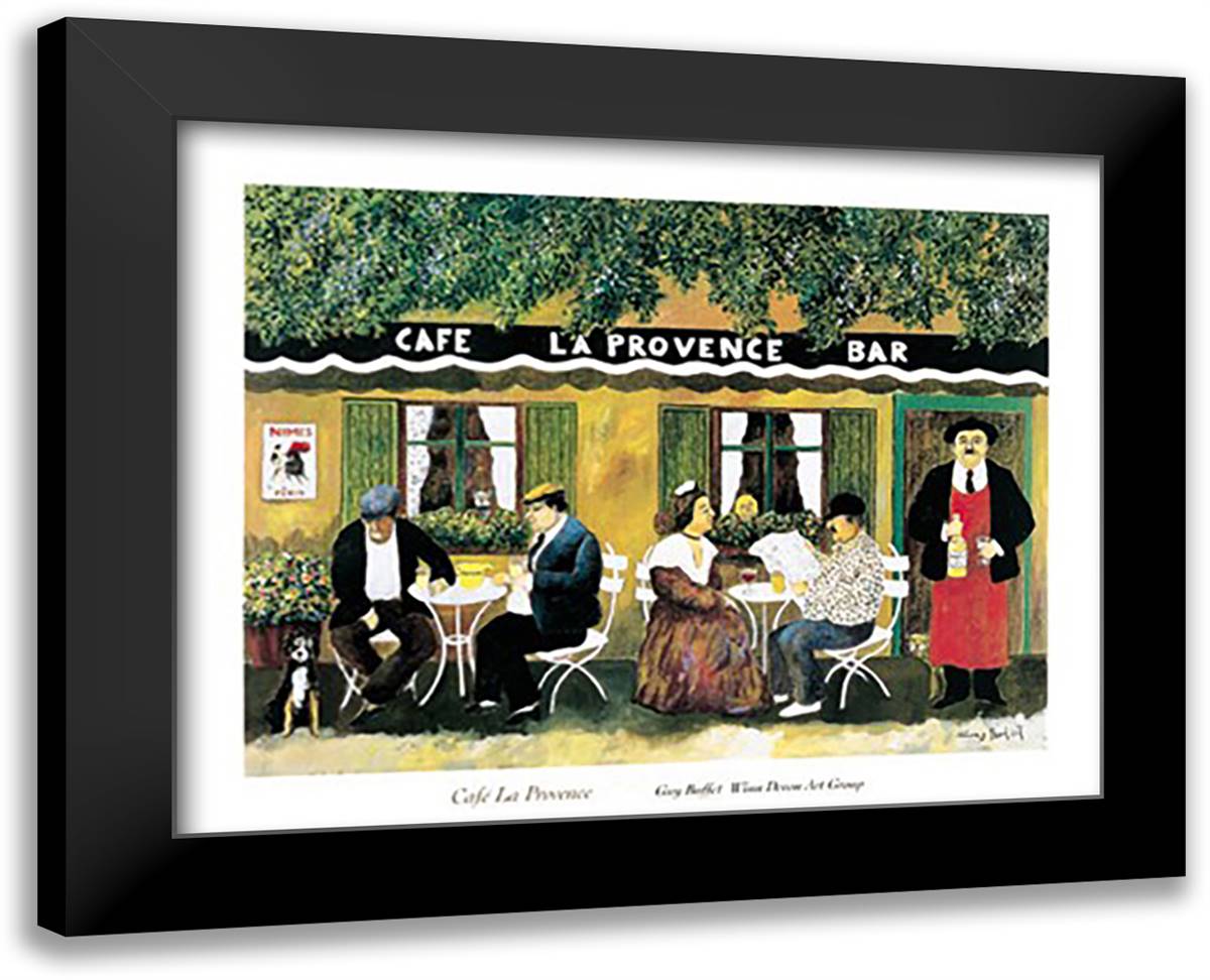 Cafe La Provence 32x26 Black Modern Wood Framed Art Print Poster by Buffet, Guy