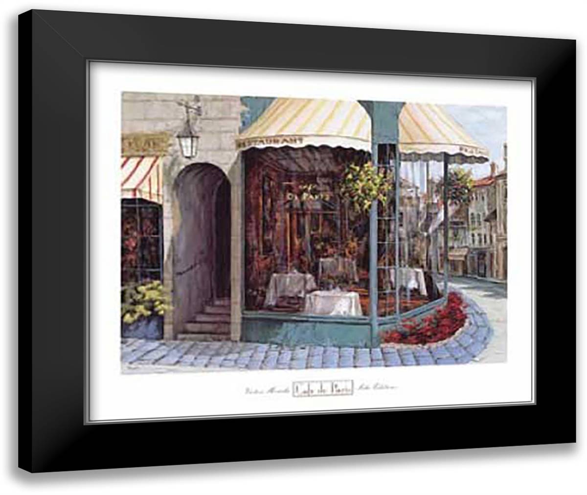 Cafe de Paris 34x28 Black Modern Wood Framed Art Print Poster by Shvaiko, Viktor