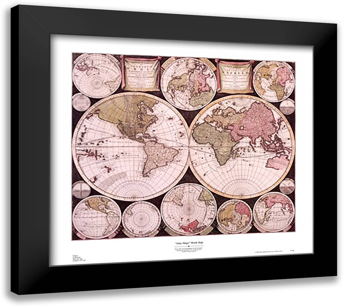 Atlas Major World Map 30x27 Black Modern Wood Framed Art Print Poster