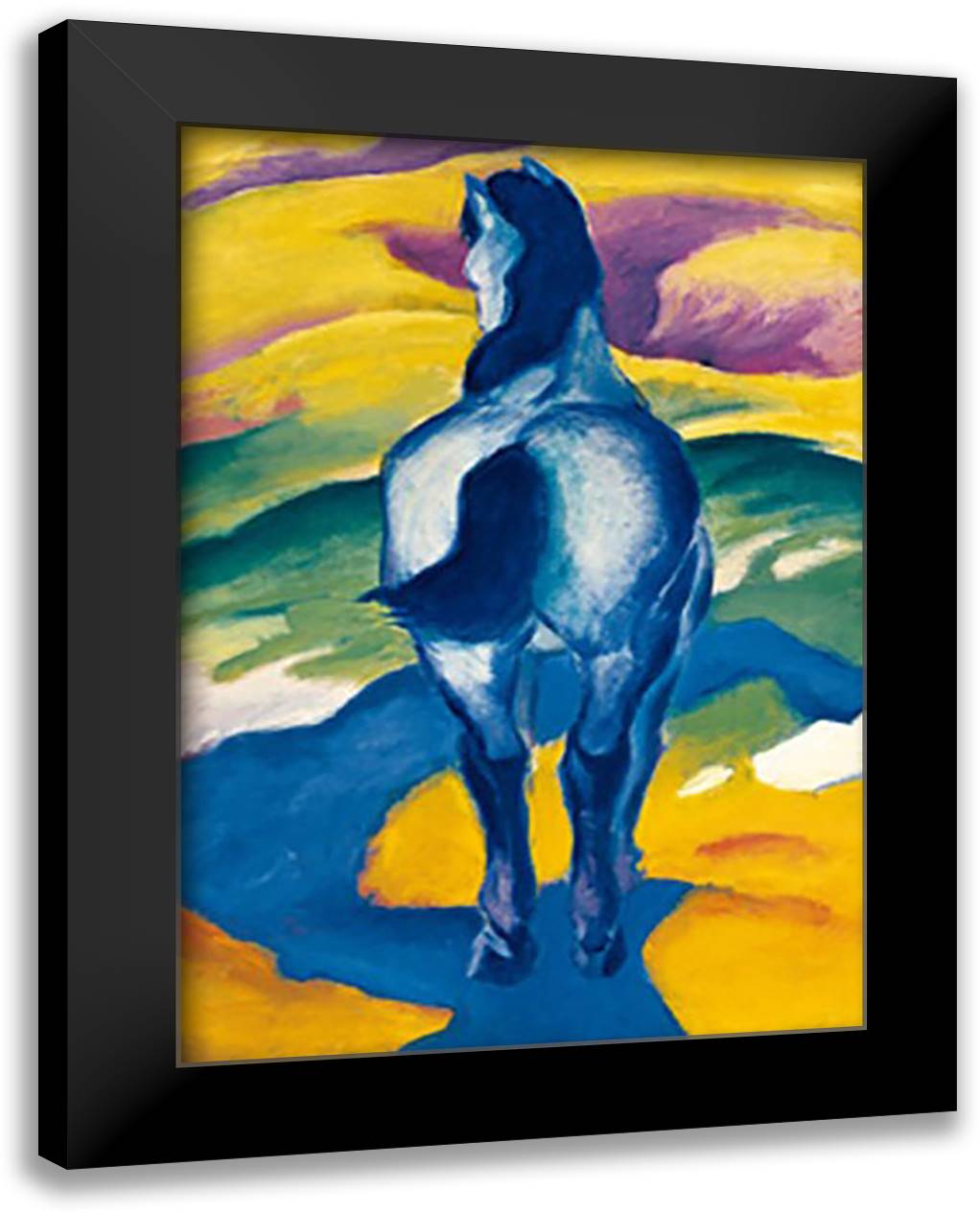 Blaues Pferd II 28x40 Black Modern Wood Framed Art Print Poster by Marc, Franz