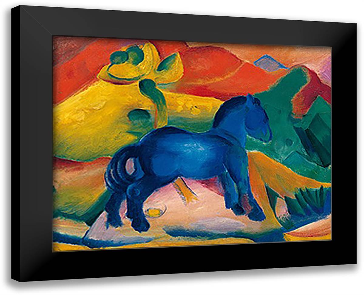 Blaues Pferdchen 40x28 Black Modern Wood Framed Art Print Poster by Marc, Franz