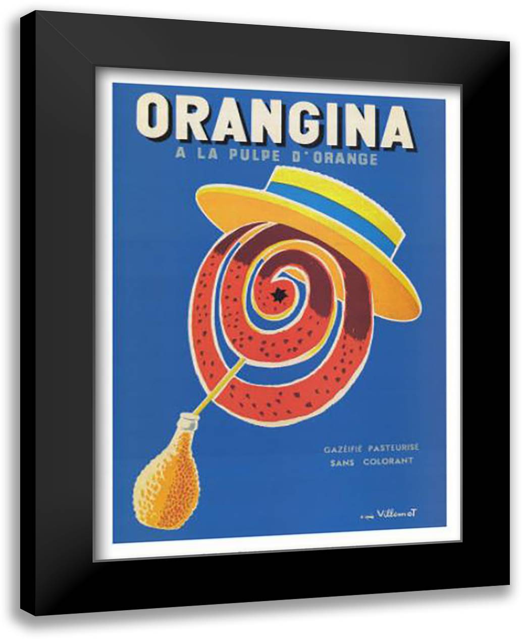 Orangina 24x32 Black Modern Wood Framed Art Print Poster by Villemot, Bernard