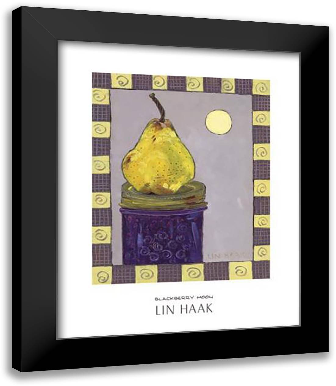 Blackberry Moon 15x18 Black Modern Wood Framed Art Print Poster by Haak, Lin