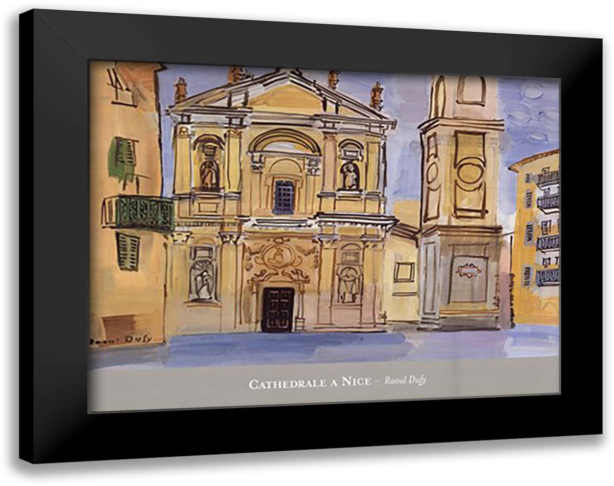 Cathedrale Sa Inte-Reparate A Nice 36x28 Black Modern Wood Framed Art Print Poster by Dufy, Raoul