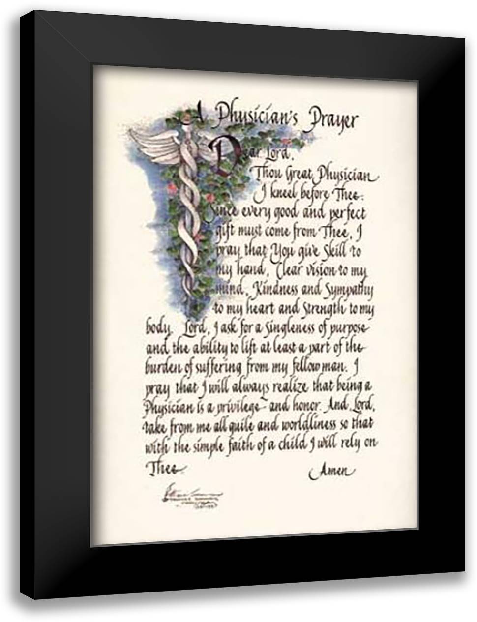 A Physicians Prayer 15x18 Black Modern Wood Framed Art Print Poster by Simmons, Thomas