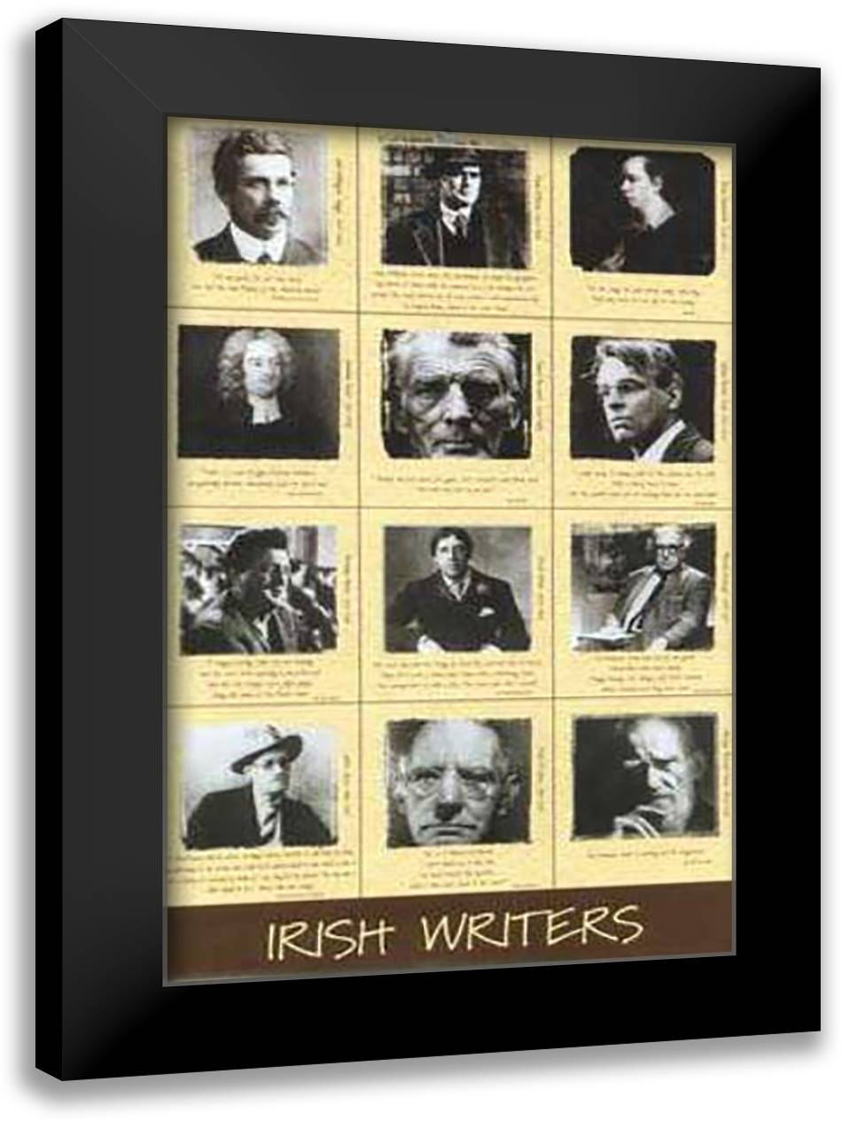 Irish Writers 25x38 Black Modern Wood Framed Art Print Poster