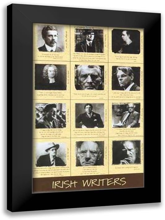 Irish Writers 25x38 Black Modern Wood Framed Art Print Poster