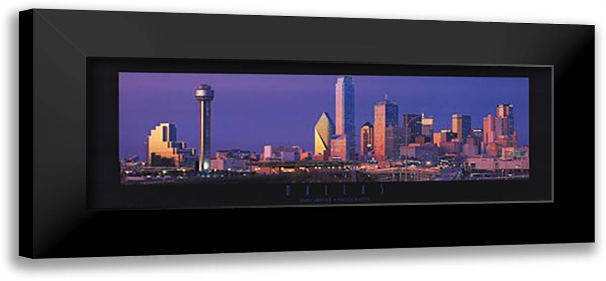 Dallas-City View 40x16 Black Modern Wood Framed Art Print Poster by Driendl, Jerry