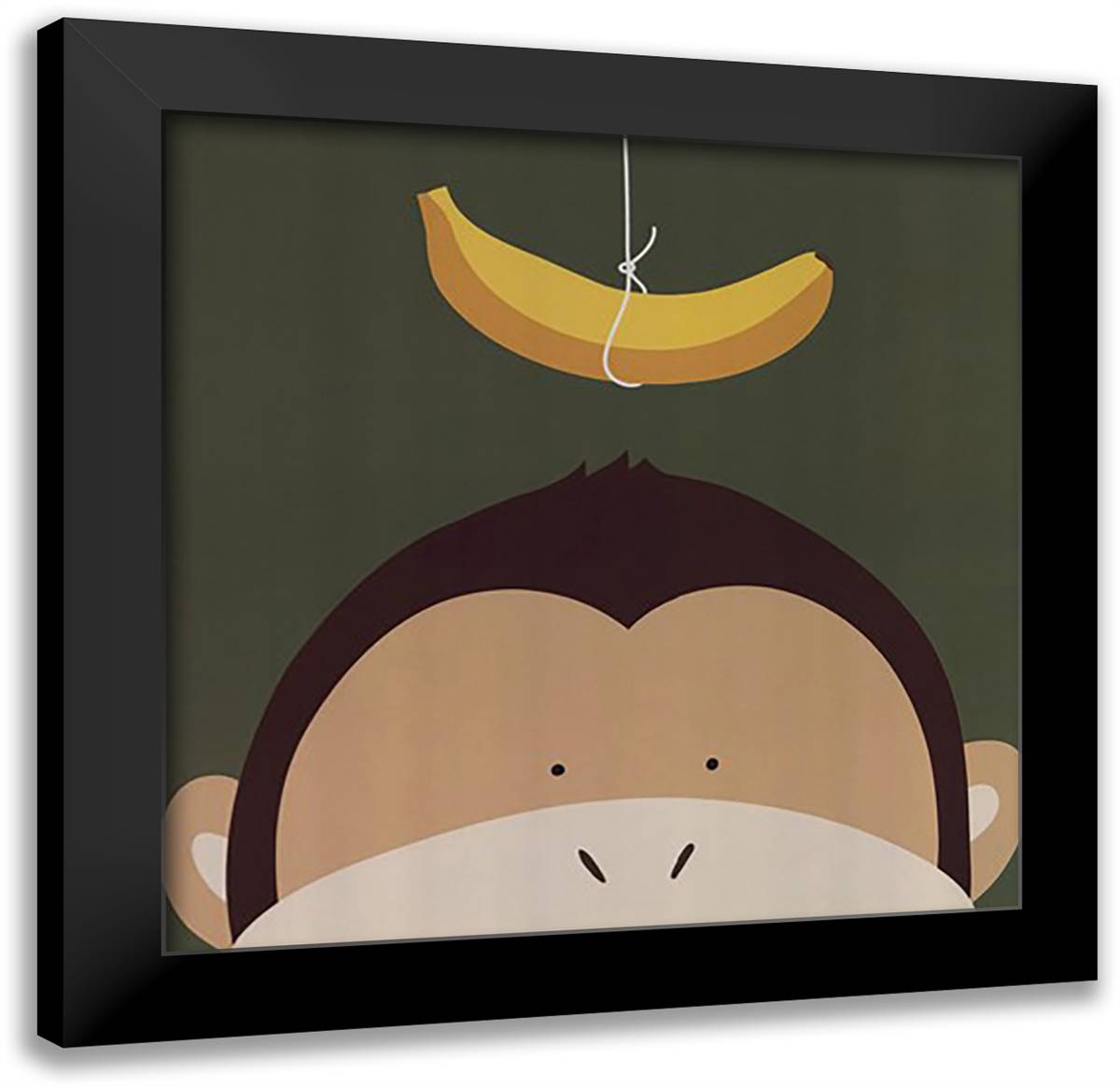 Peek-A-Boo Monkey 16x16 Black Modern Wood Framed Art Print Poster by Lau, Yuko