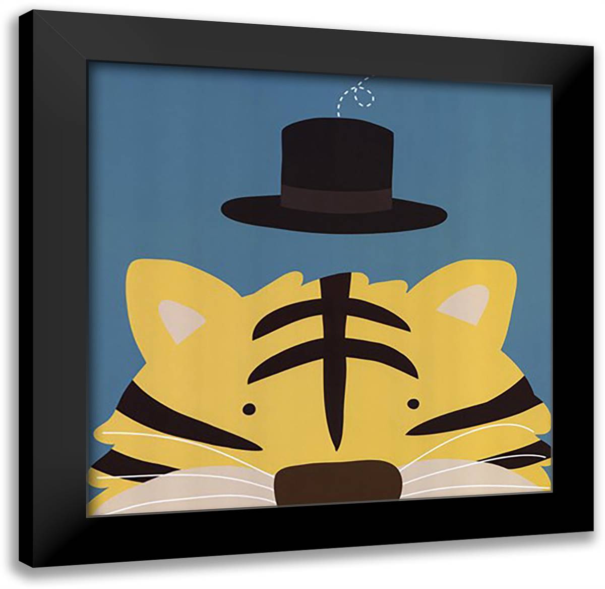 Peek-A-Boo Tiger 16x16 Black Modern Wood Framed Art Print Poster by Lau, Yuko