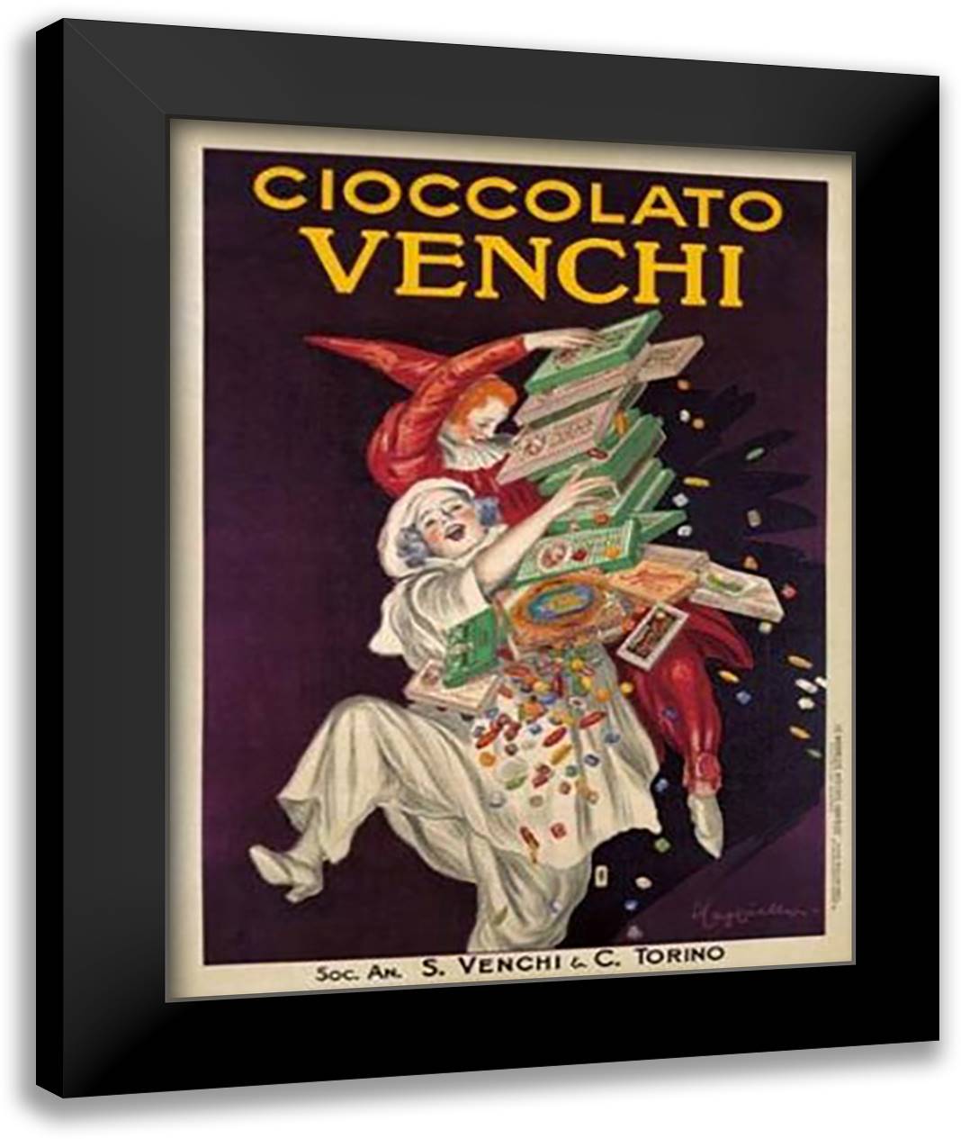 Cioccolato Venchi 28x36 Black Modern Wood Framed Art Print Poster by Cappiello, Leonetto