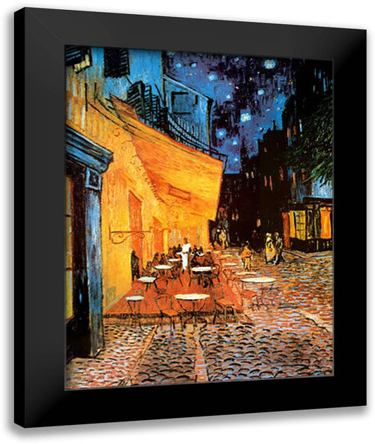 The Cafe Terrace on the Place du Forum, Arles, at Night, c.1888 28x36 Black Modern Wood Framed Art Print Poster by Van Gogh, Vincent