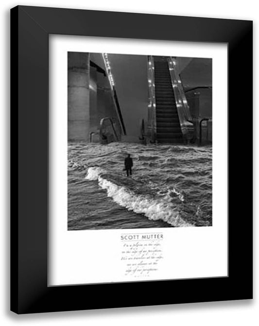 Escalator 28x40 Black Modern Wood Framed Art Print Poster by Mutter, Scott