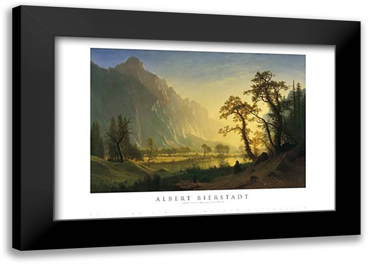 SUNRISE,YOSEMITE 40x28 Black Modern Wood Framed Art Print Poster by Bierstadt, Albert