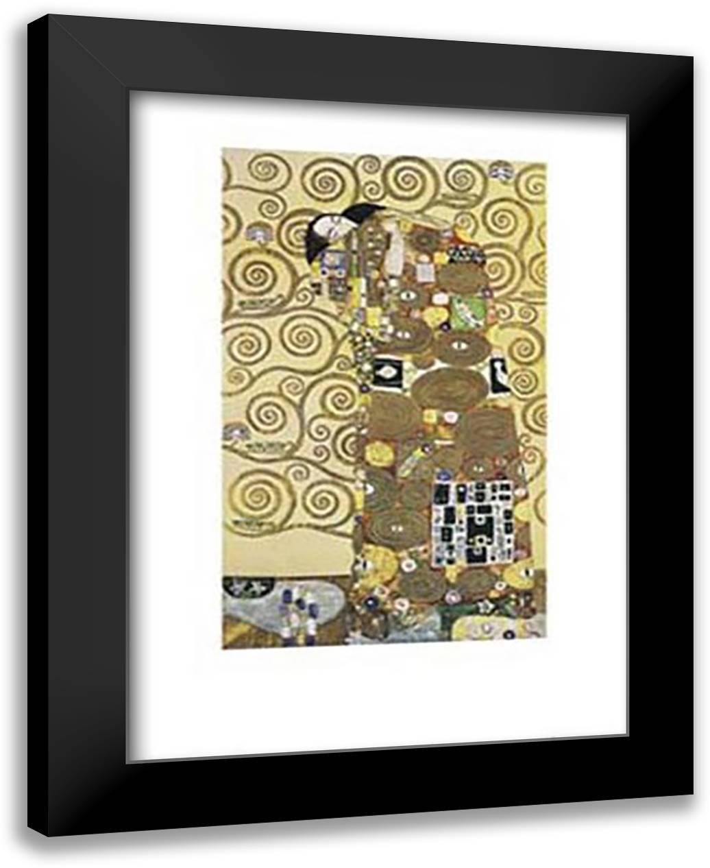 Embrace (W Foil) 28x36 Black Modern Wood Framed Art Print Poster by Klimt, Gustav