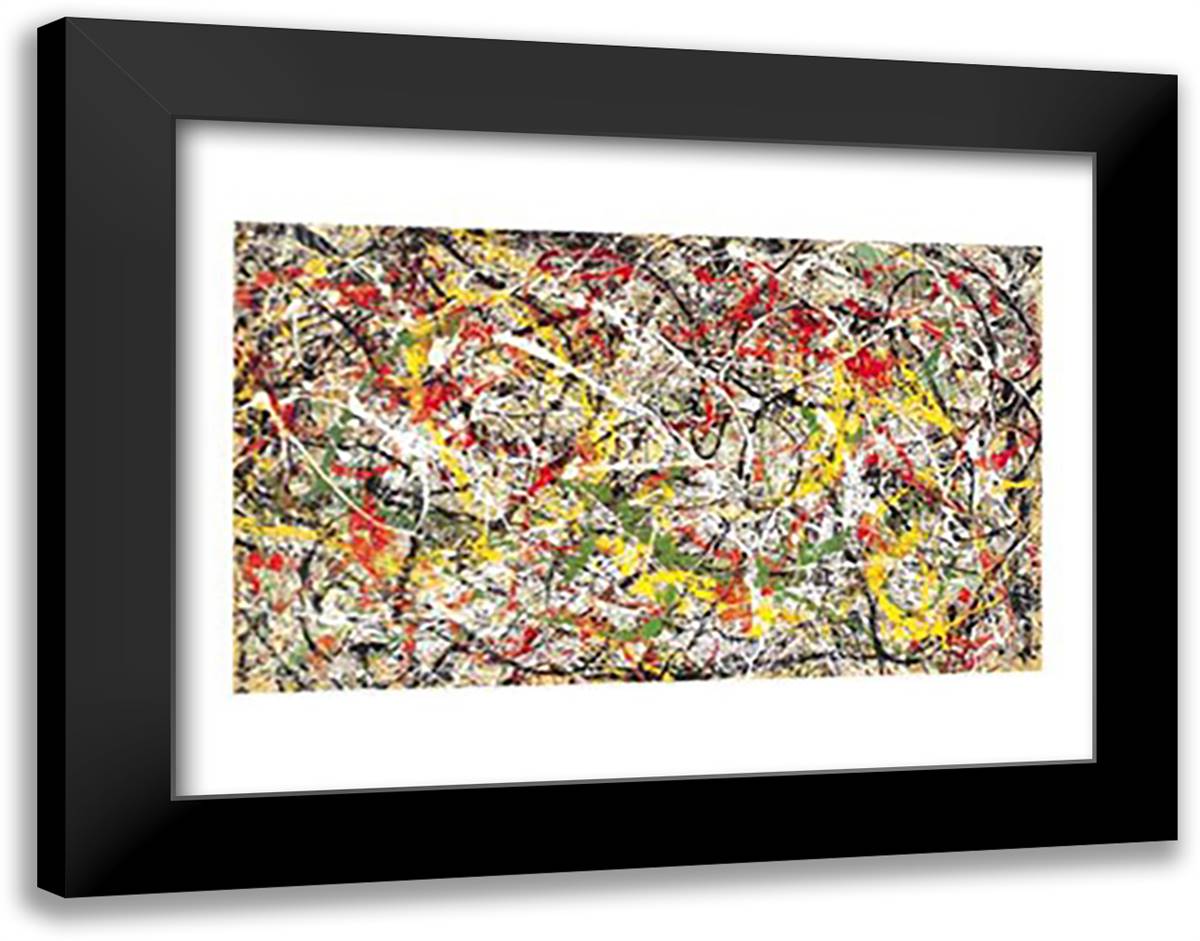 Number 111 36x28 Black Modern Wood Framed Art Print Poster by Pollock, Jackson