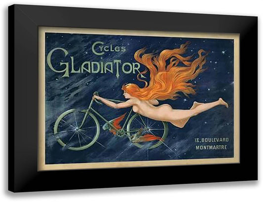 Cycles Gladiator 1895 32x24 Black Modern Wood Framed Art Print Poster