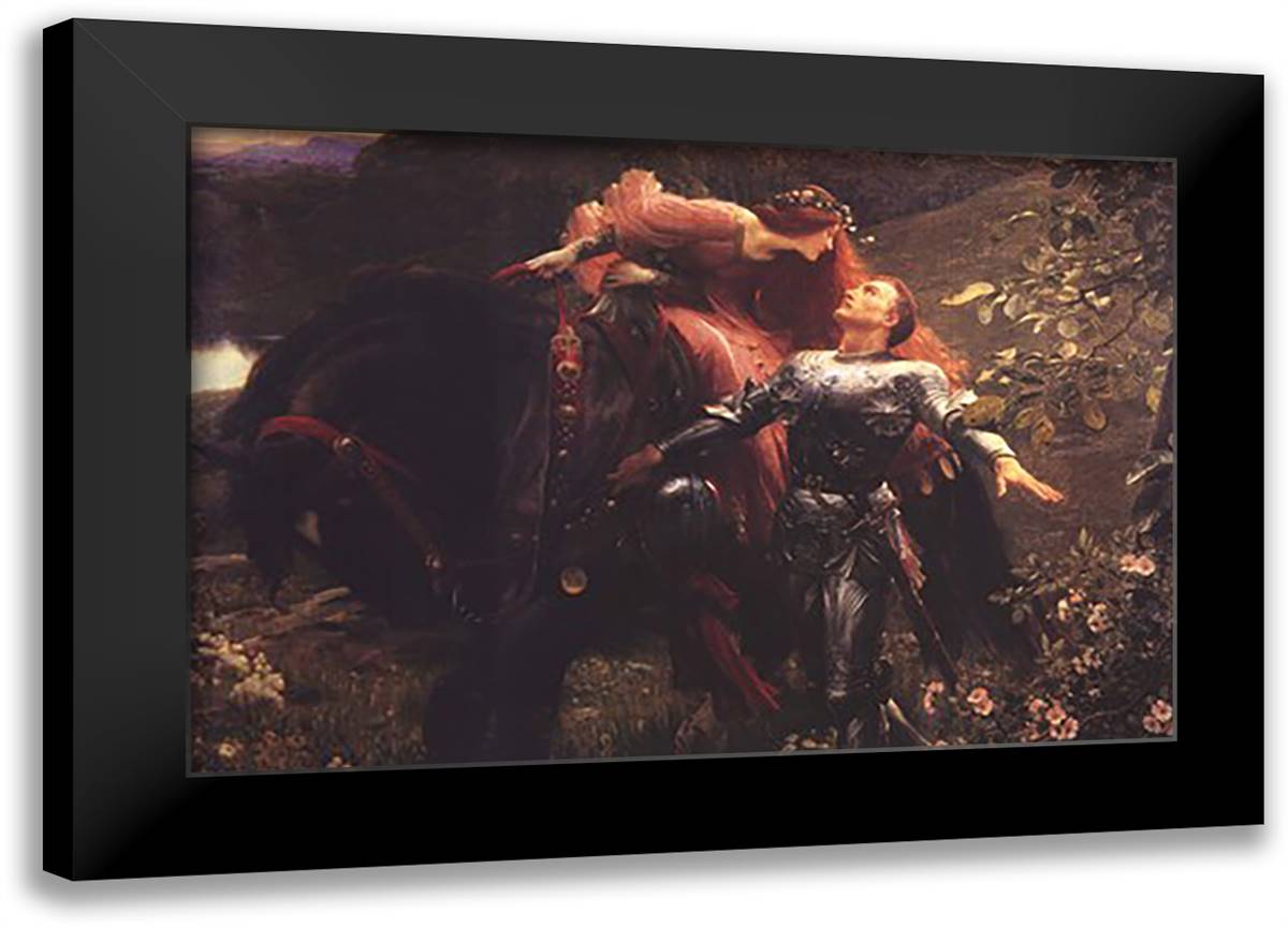 Belle Dame Sans Merci 40x28 Black Modern Wood Framed Art Print Poster by Dicksee, Frank