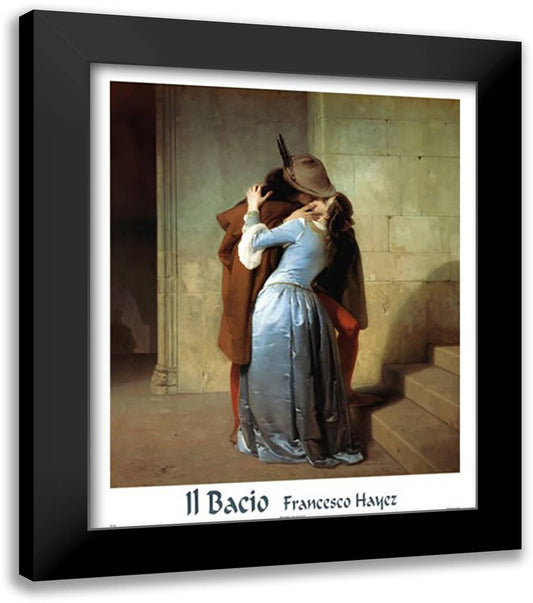 Kiss 28x34 Black Modern Wood Framed Art Print Poster by Hayez, Francesco