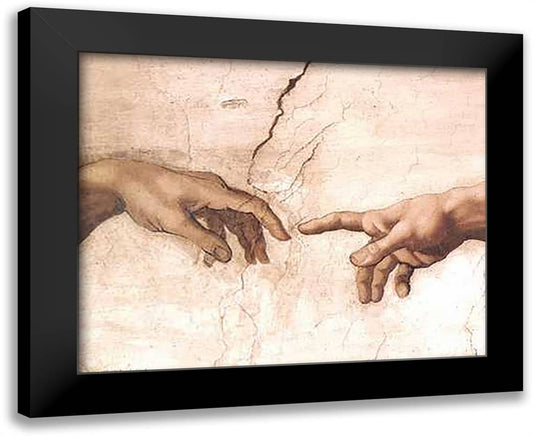 Creation (Hands) 14x12 Black Modern Wood Framed Art Print Poster by Michelangelo