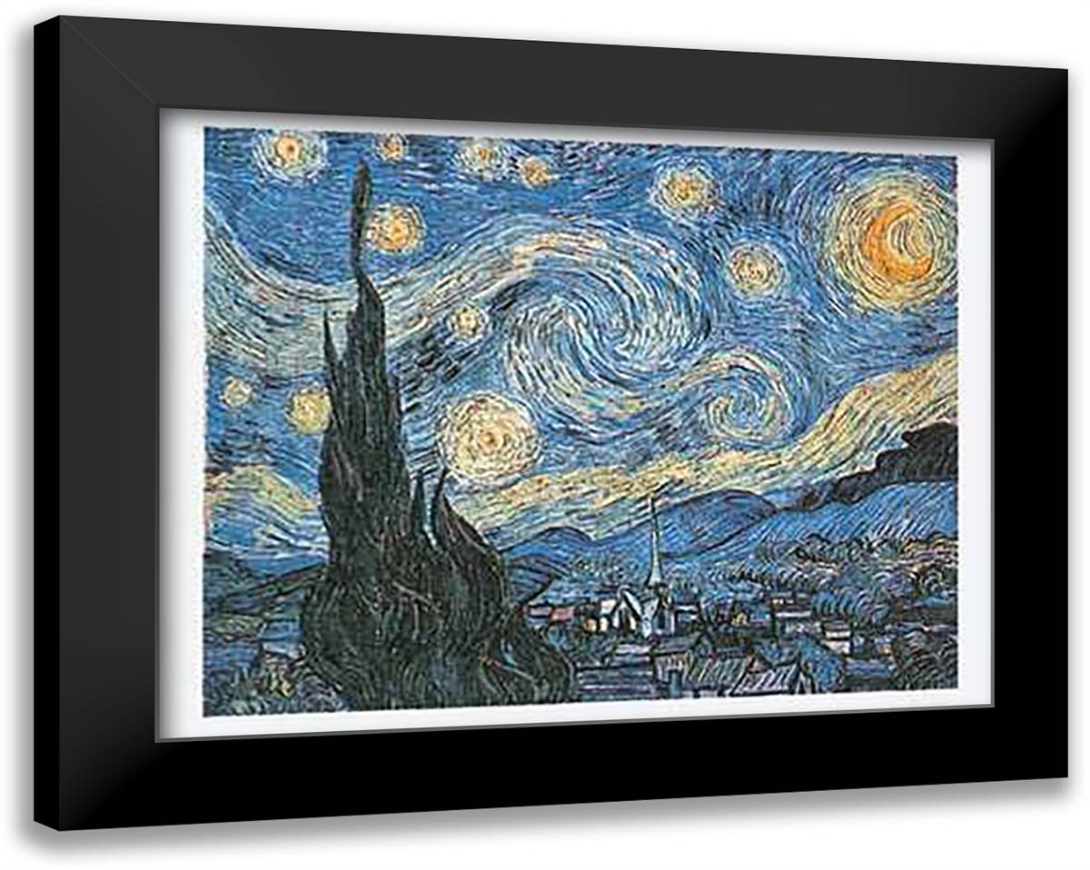 The Starry Night, c.1889 24x20 Black Modern Wood Framed Art Print Poster by Van Gogh, Vincent