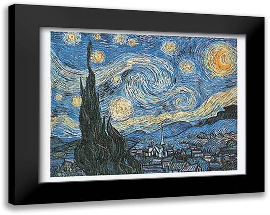The Starry Night, c.1889 24x20 Black Modern Wood Framed Art Print Poster by Van Gogh, Vincent