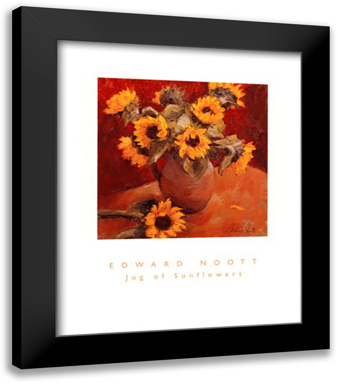 Jug of Sunflowers 20x24 Black Modern Wood Framed Art Print Poster by Noott, Edward