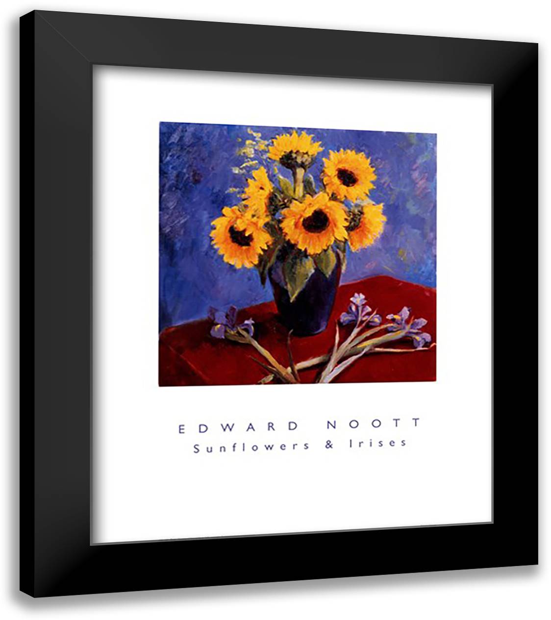 Sunflowers and Irises 20x24 Black Modern Wood Framed Art Print Poster by Noott, Edward