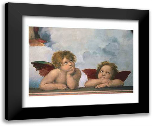 The Cherubim Putti Angels of The Sistine Madonna, c.1514 24x20 Black Modern Wood Framed Art Print Poster by Raphael