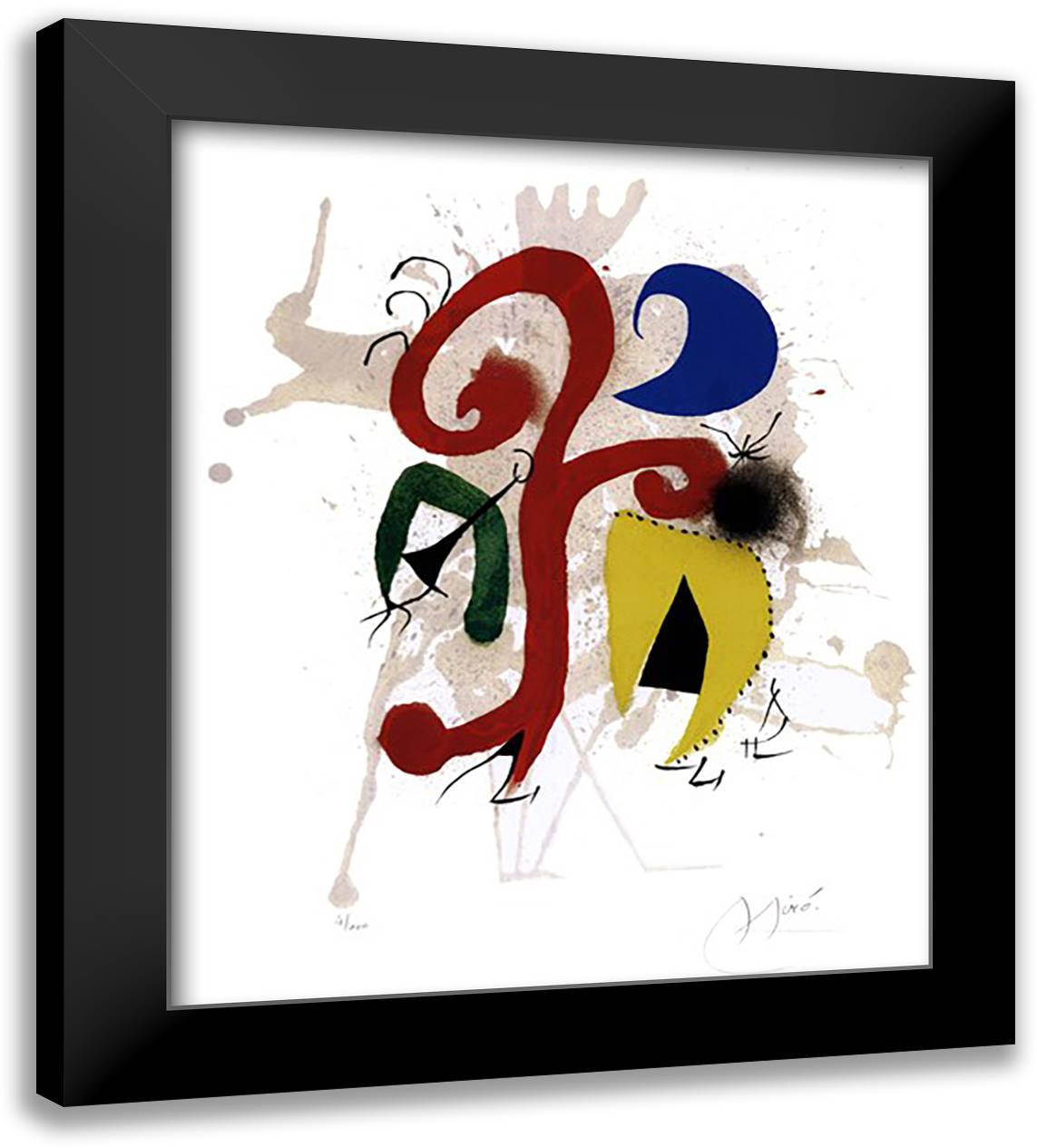 Untitled 20x24 Black Modern Wood Framed Art Print Poster by Miro, Joan