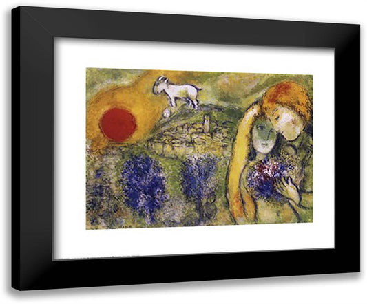 Lovers 24x20 Black Modern Wood Framed Art Print Poster by Chagall, Marc