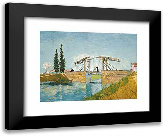 The Langlois Drawbridge at Arles, c.1888 24x20 Black Modern Wood Framed Art Print Poster by Van Gogh, Vincent