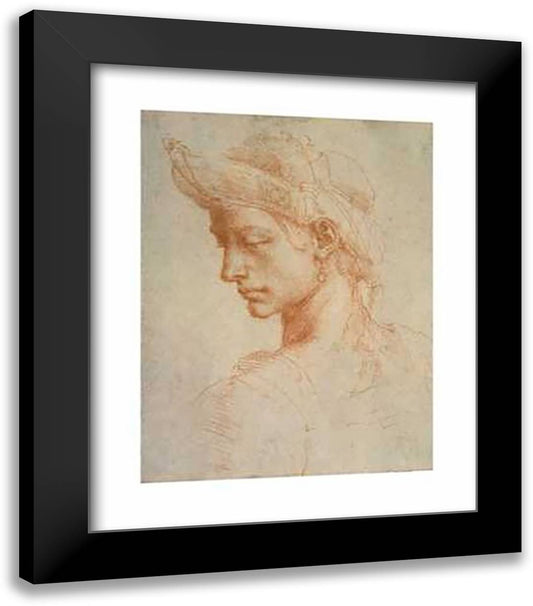 Drawing of a Woman 20x24 Black Modern Wood Framed Art Print Poster by Michelangelo